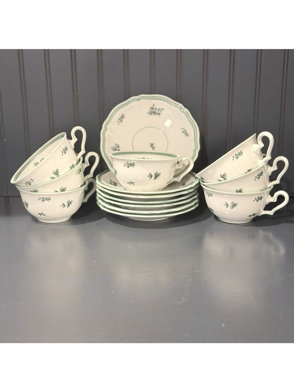 Rosenthal US Zone Green Bloom Chippendale Continental 7 cups / saucers 14 pcs